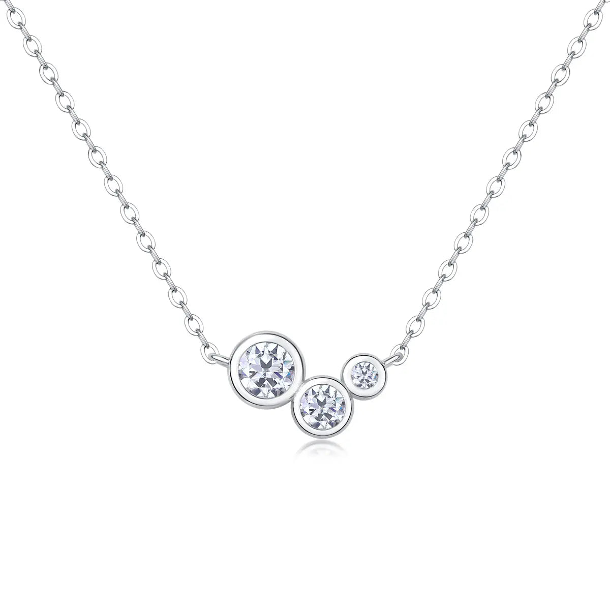 S925 three round different size moissanite necklace