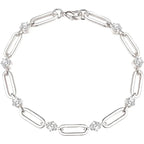 Round Diamond S925 Silver Paper Clip Bracelet