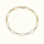 Round Diamond S925 Silver Paper Clip Bracelet