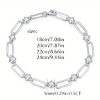 Round Diamond S925 Silver Paper Clip Bracelet