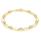 Round Diamond S925 Silver Paper Clip Bracelet
