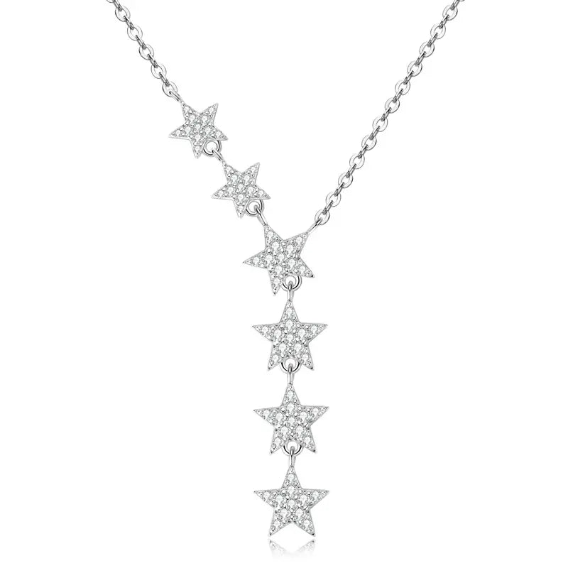 s925 sterling silver moissanite starry star necklace