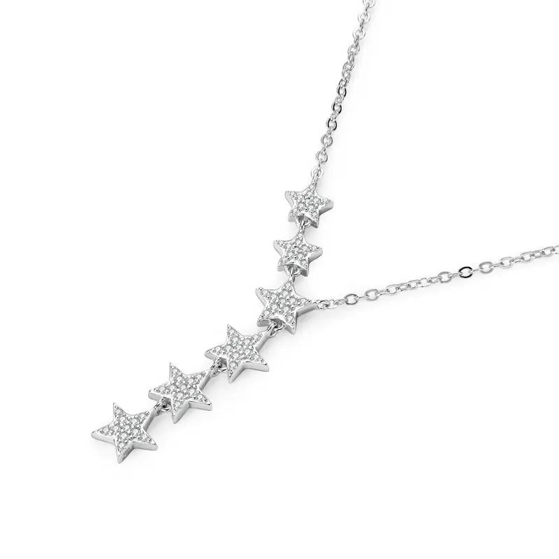 s925 sterling silver moissanite starry star necklace