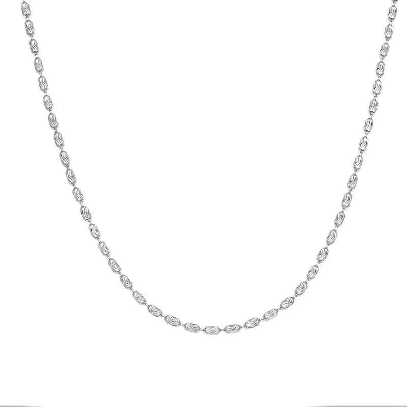 925 Silver Irregular Pattern Olive Chain Necklace