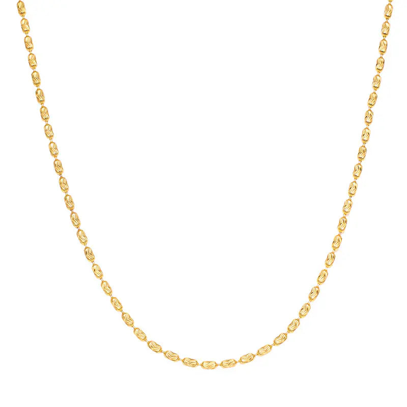925 Silver Irregular Pattern Olive Chain Necklace