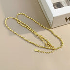 925 Silver Irregular Pattern Olive Chain Necklace