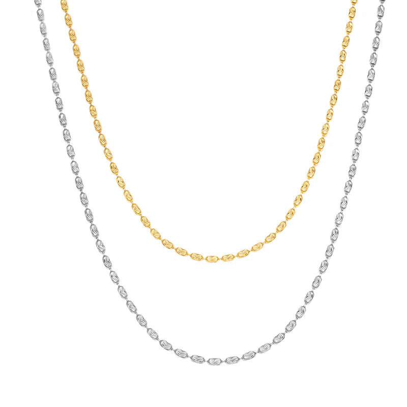 925 Silver Irregular Pattern Olive Chain Necklace