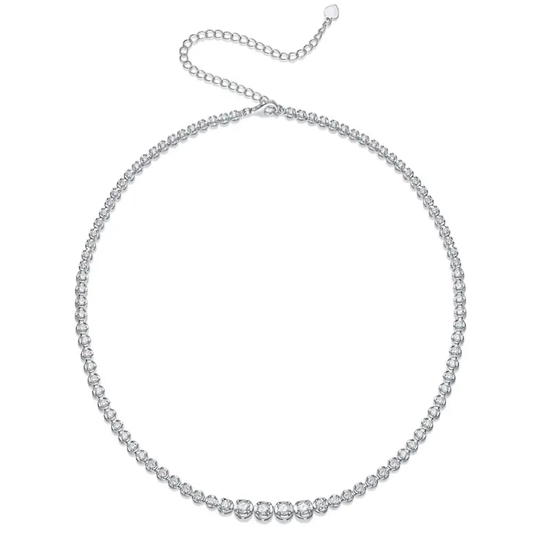 925 Silver Moissanite Gradient Round Tennis Chain