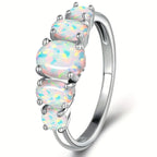 Brass Elegant Oval Stone Opal Ring