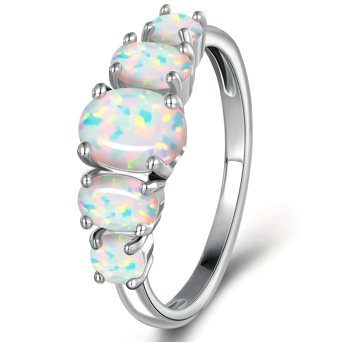 Brass Elegant Oval Stone Opal Ring