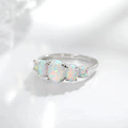 Brass Elegant Oval Stone Opal Ring