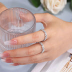 Horse eye moissanite ring four leaf clover ring