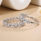 Horse eye moissanite ring four leaf clover ring