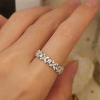 Horse eye moissanite ring four leaf clover ring