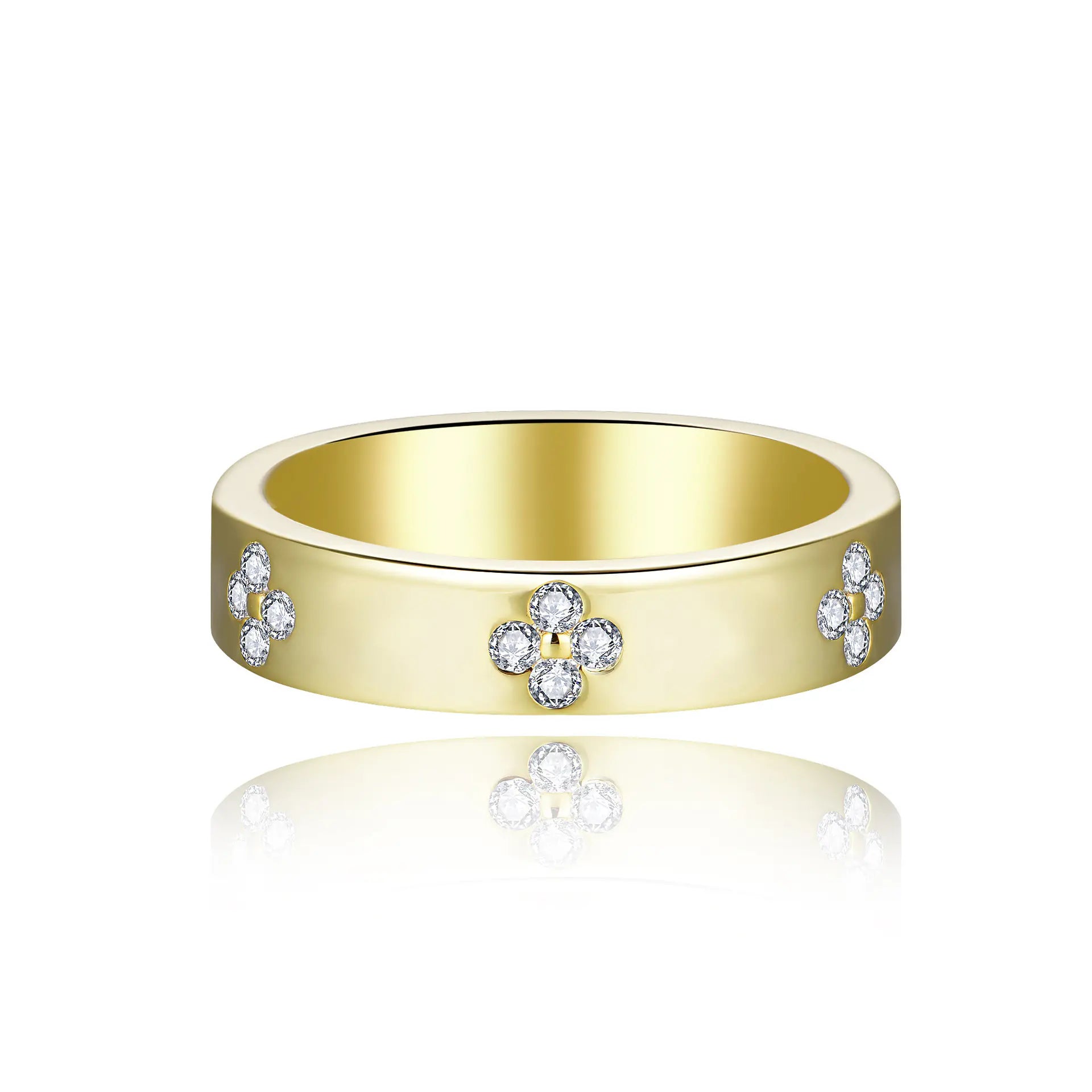 Hot-Selling 925 Silver VVS Moissanite Clover Band Ring
