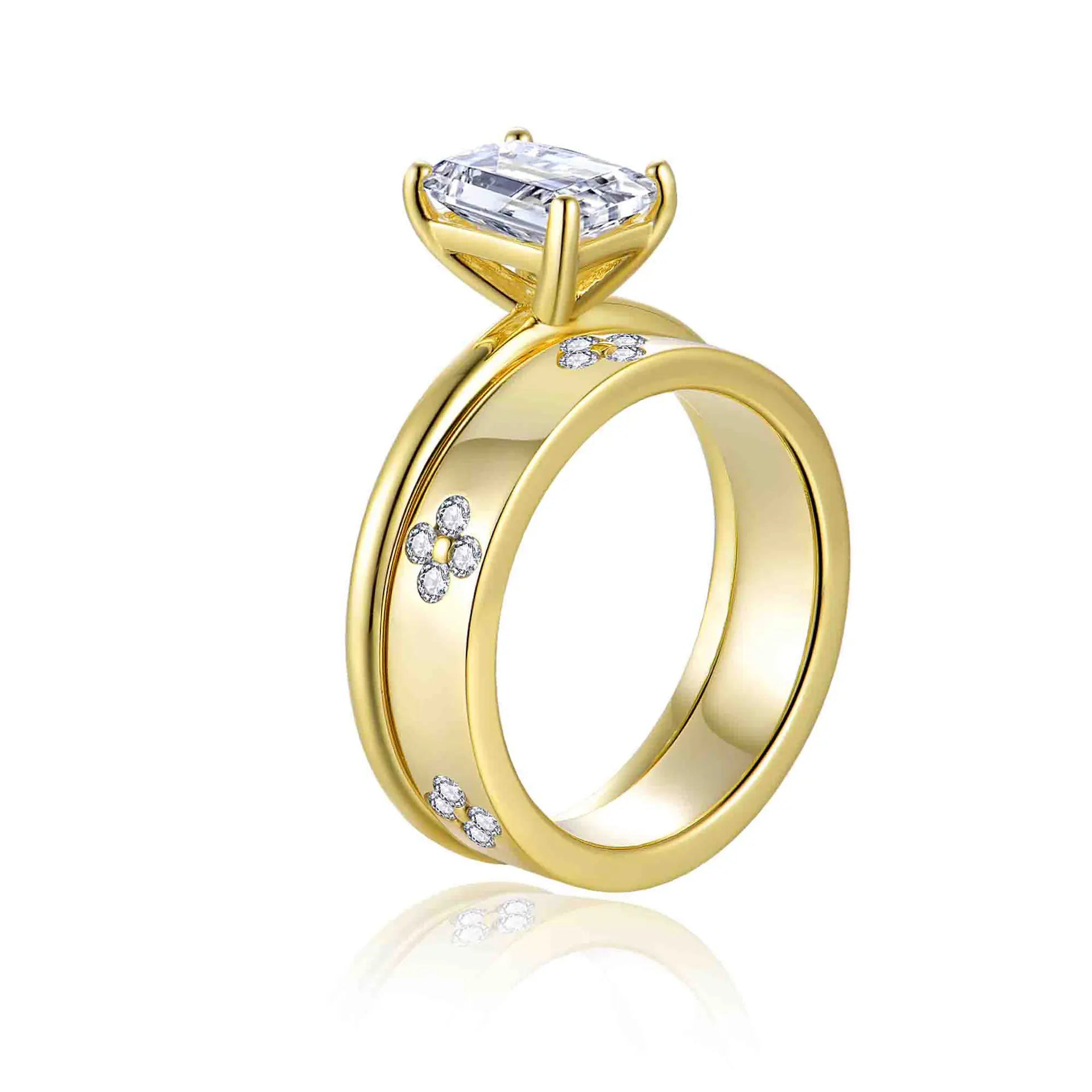 Hot-Selling 925 Silver VVS Moissanite Clover Band Ring