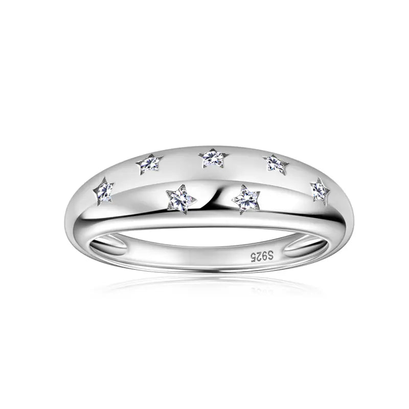 925 silver five-pointed star moissanite ring