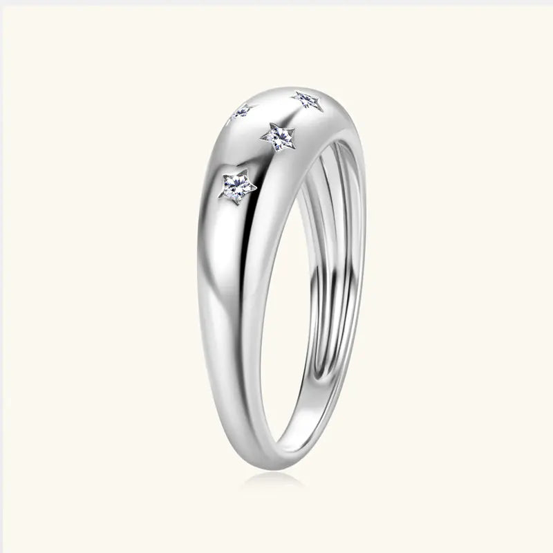 925 silver five-pointed star moissanite ring
