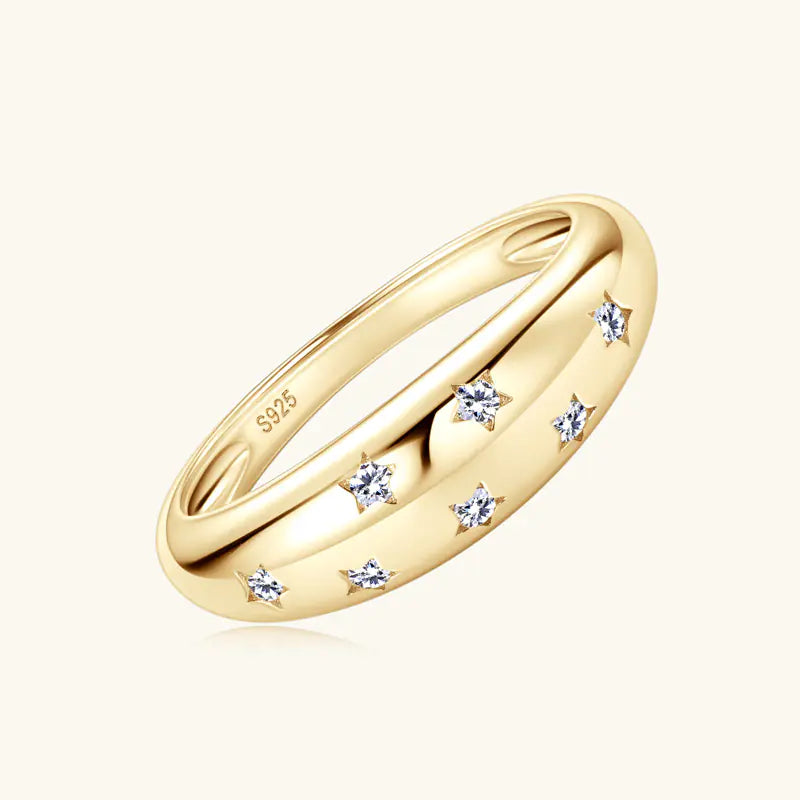 925 silver five-pointed star moissanite ring