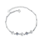 925 Sterling Silver VVS Moissanite Lucky Clover Bracelet