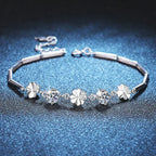 925 Sterling Silver VVS Moissanite Lucky Clover Bracelet