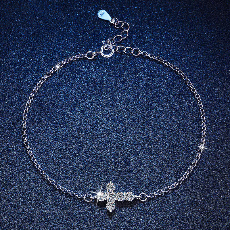 Hot 925 Silver D Color Moissanite Cross Bracelet