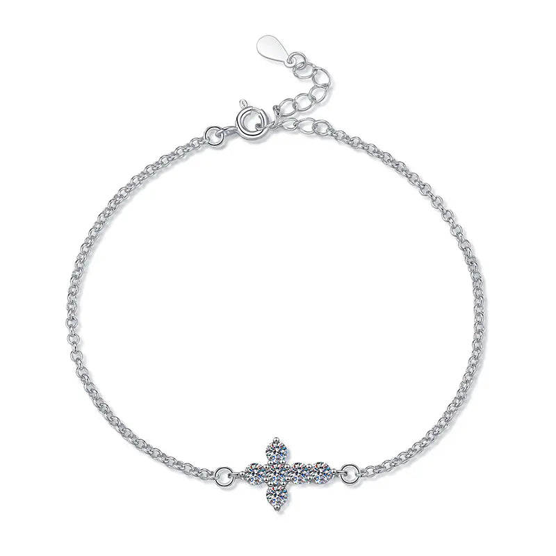 Hot 925 Silver D Color Moissanite Cross Bracelet