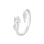 S925 Silver Matte Tulip Adjustable Ring