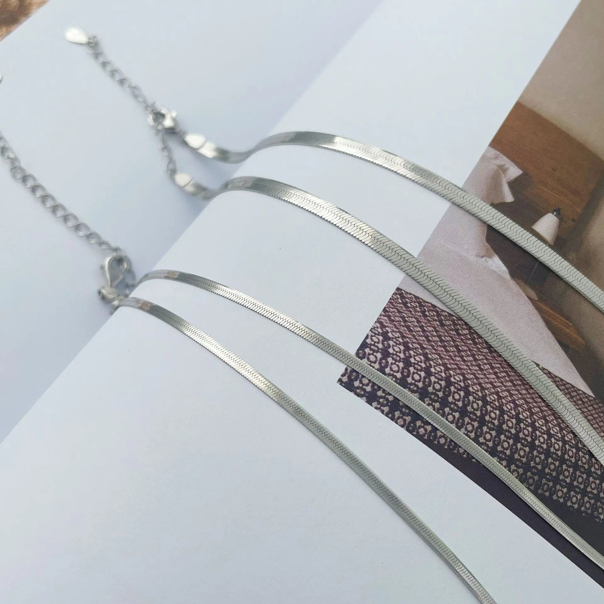 Fashion 925 Silver 1.7mm Flat Snake Chain