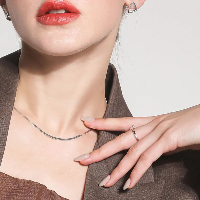 Fashion 925 Silver 1.7mm Flat Snake Chain