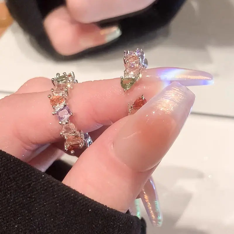 Colored Gemstone Open Index Finger Ring Jewelry