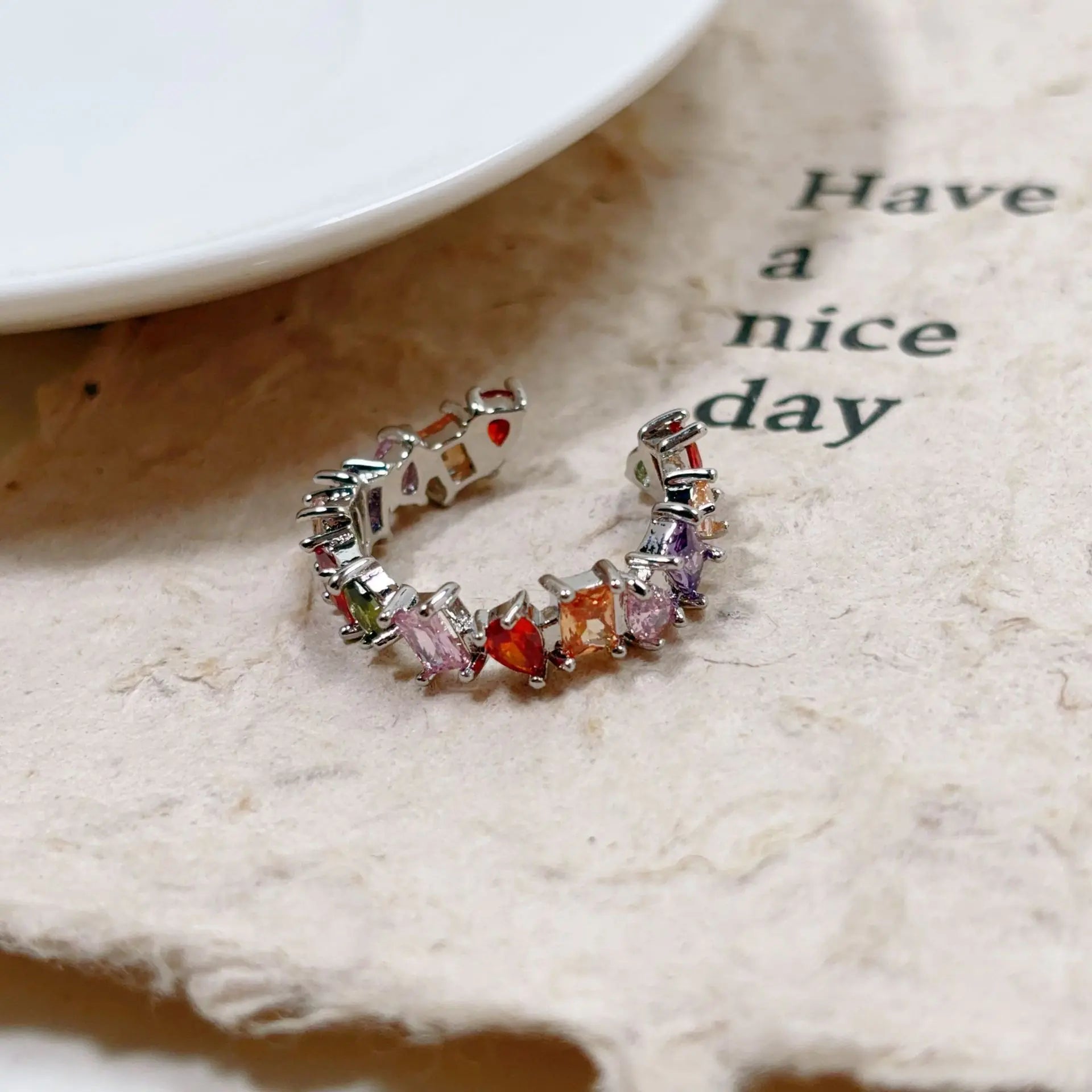 Colored Gemstone Open Index Finger Ring Jewelry