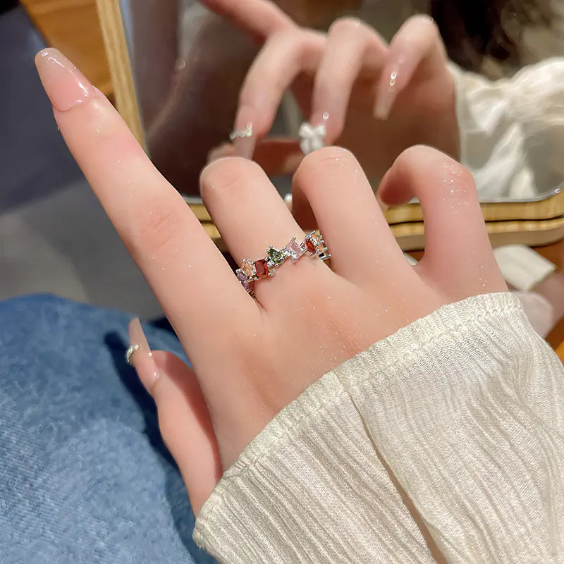 Colored Gemstone Open Index Finger Ring Jewelry