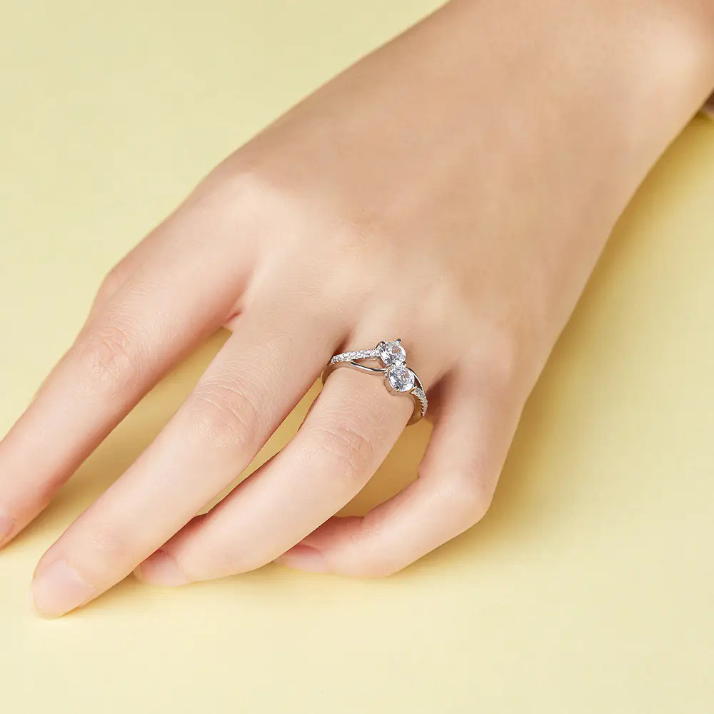 925 silver 8 letter inlaid zircon ring