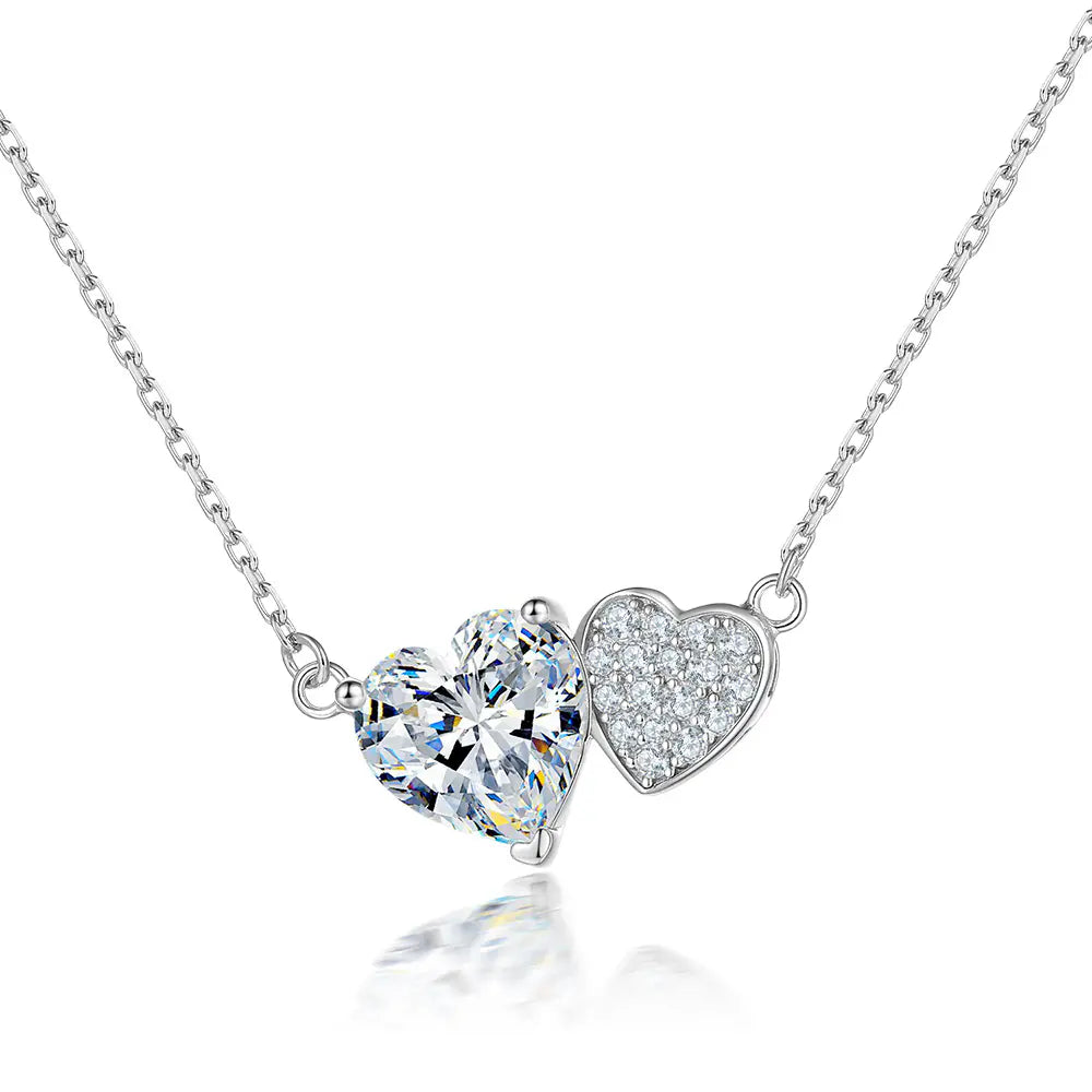 925 Silver Valentine’s Gifts Double Heart Necklace