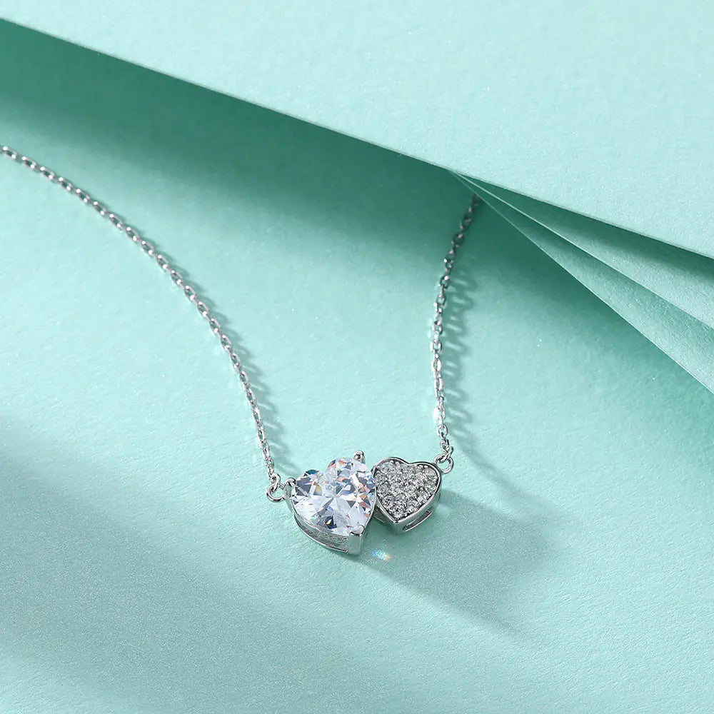 925 Silver Valentine’s Gifts Double Heart Necklace