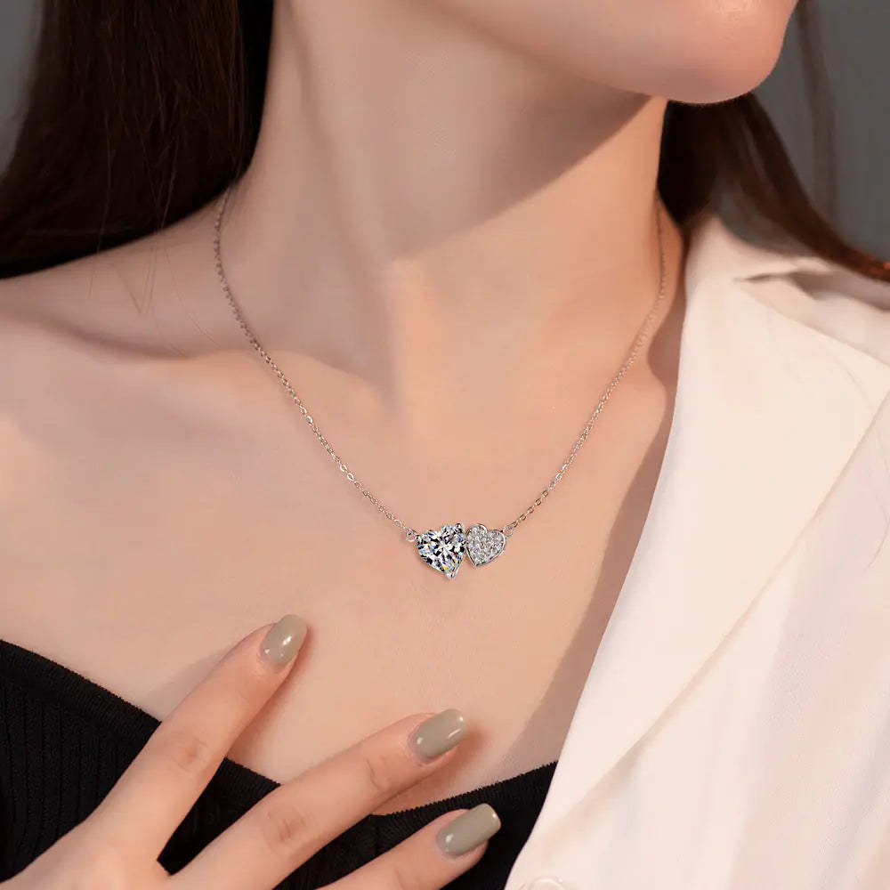 925 Silver Valentine’s Gifts Double Heart Necklace