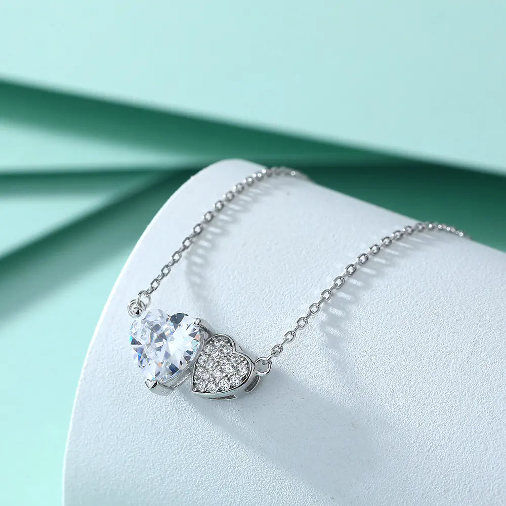 925 Silver Valentine’s Gifts Double Heart Necklace