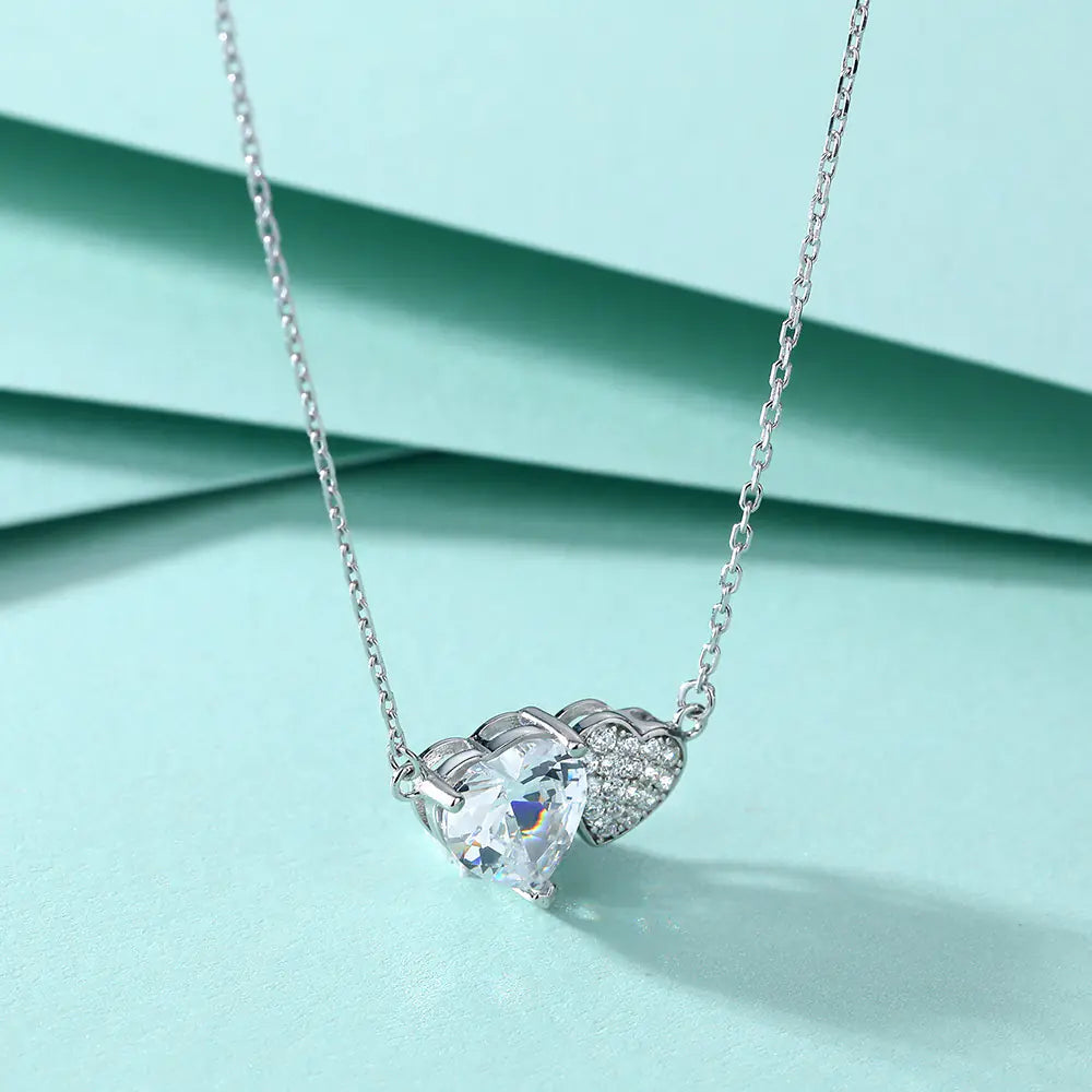 925 Silver Valentine’s Gifts Double Heart Necklace