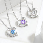 Brass Round CZ Heart Chain Necklace For Women