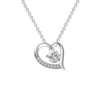 Brass Round CZ Heart Chain Necklace For Women
