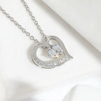 Brass Round CZ Heart Chain Necklace For Women