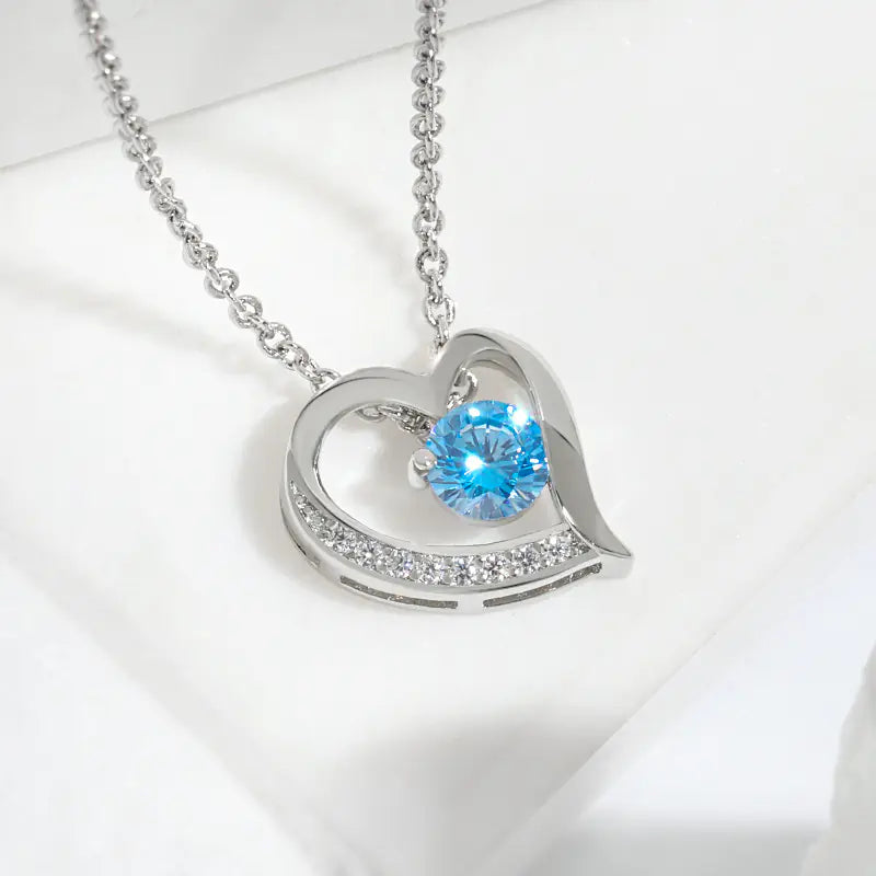 Brass Round CZ Heart Chain Necklace For Women