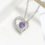 Brass Round CZ Heart Chain Necklace For Women