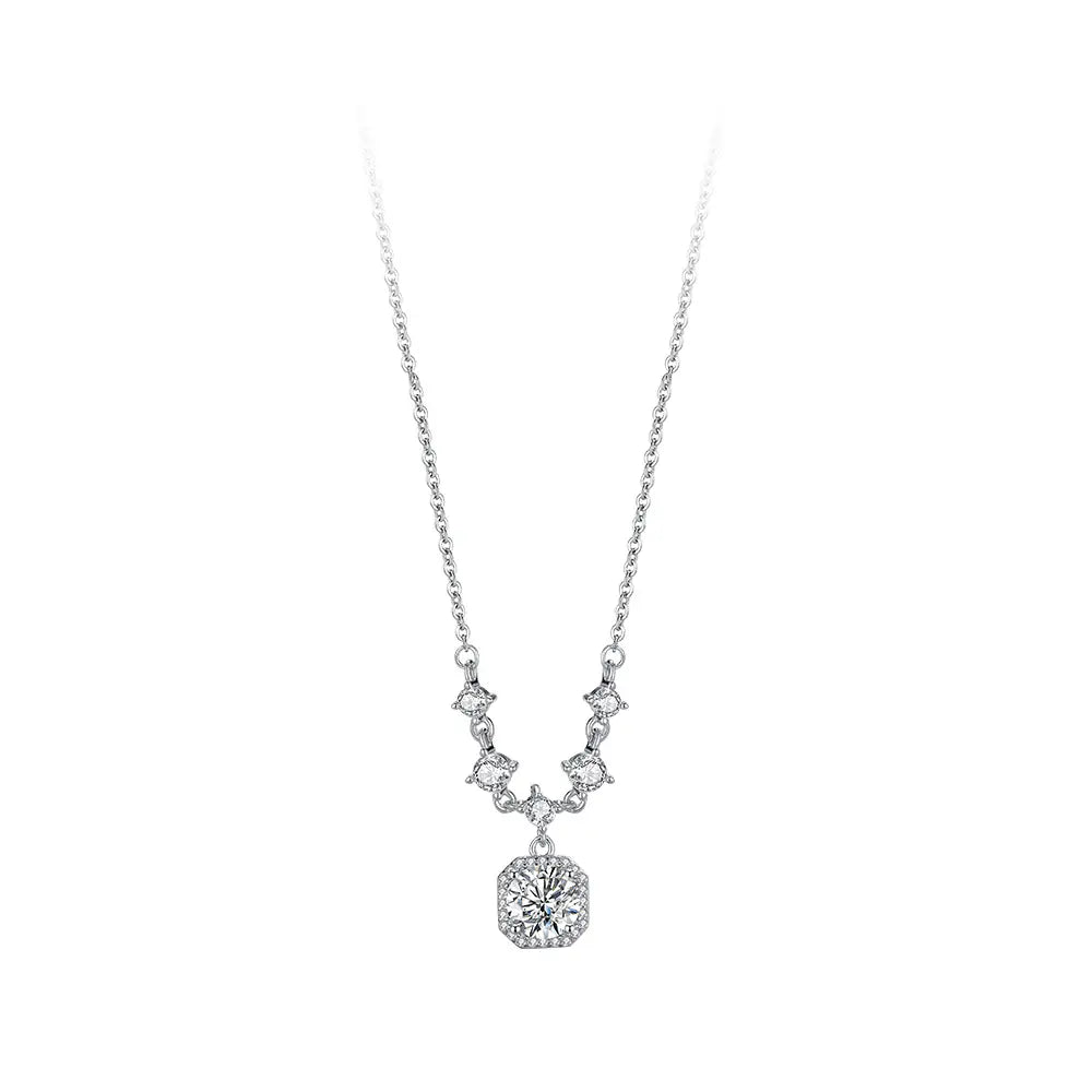 S925 moissanite small cube necklace