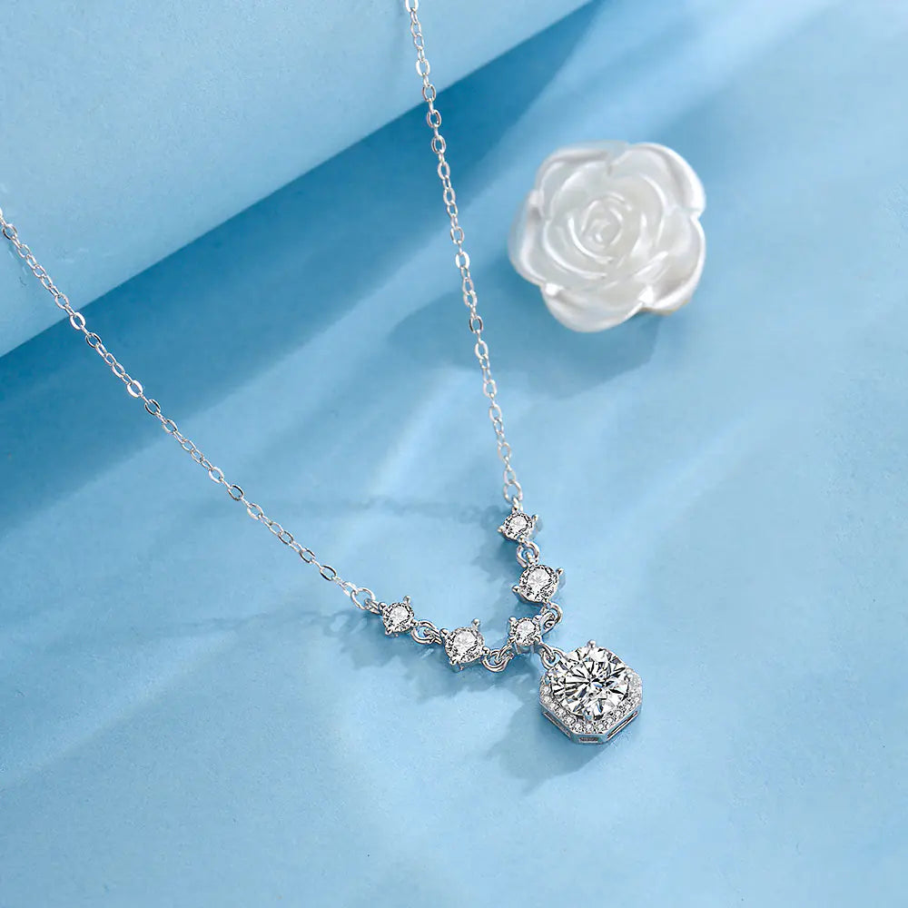 S925 moissanite small cube necklace