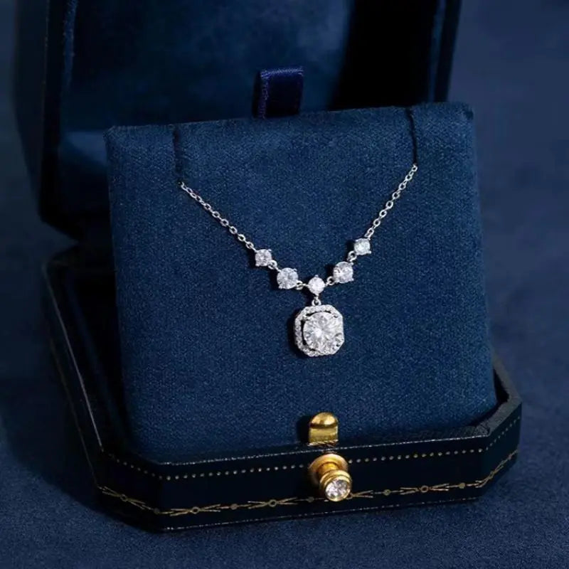 S925 moissanite small cube necklace