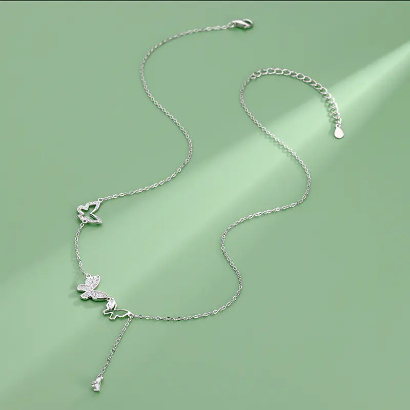 Fashion 925 Silver Three Butterfly Drop Tear