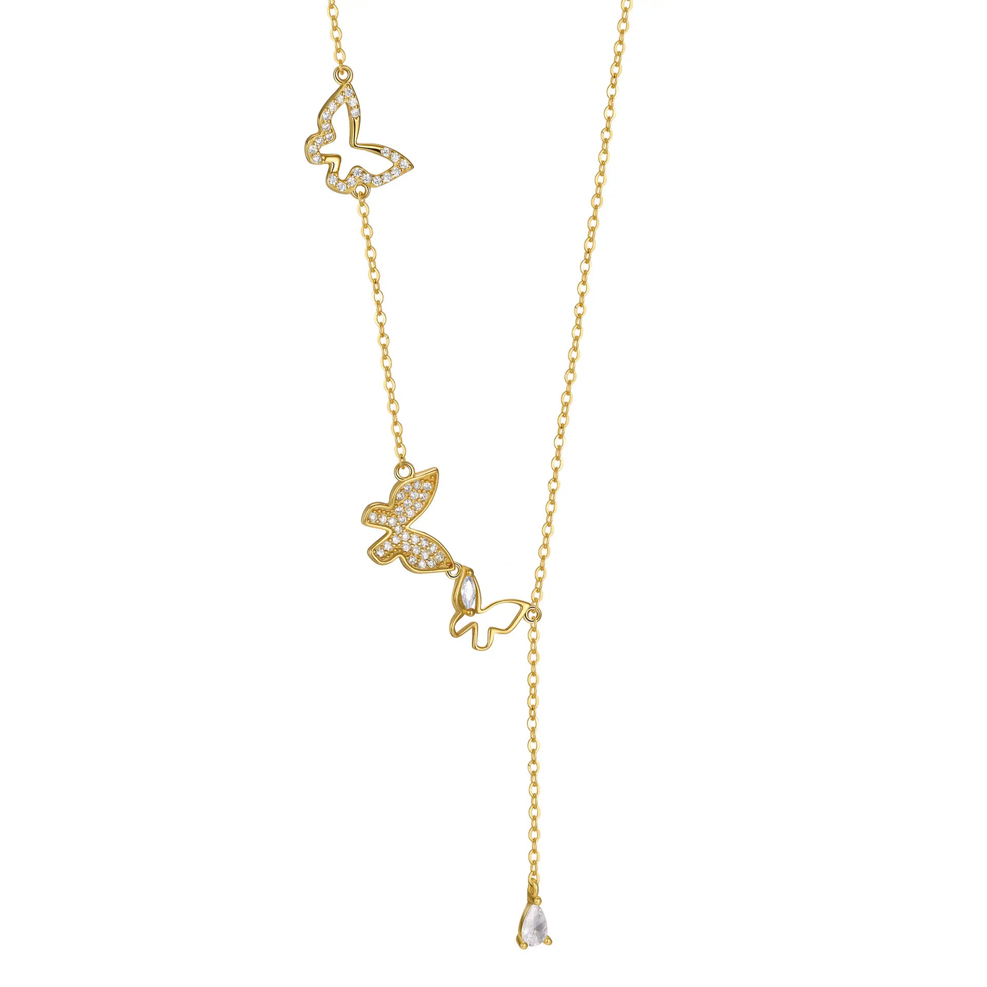 Fashion 925 Silver Three Butterfly Drop Tear