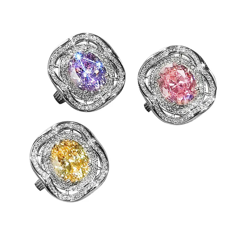 Iced out Colorful CZ Copper Open Ring